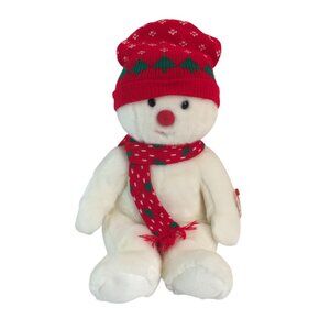 Ty Beanie Buddy Snowboy Plush 14" Snowman Christmas‎ Red Hat Scarf Vintage 1999